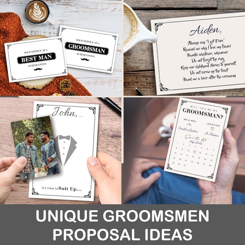 Groomsmen Proposal Cards Set - 8 Asking Cards & 2 Best Man Gifts
