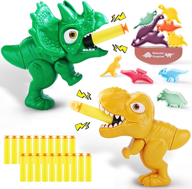 Dinosaur Shooting Game Set with Foam Darts - Outdoor Fun for Kids