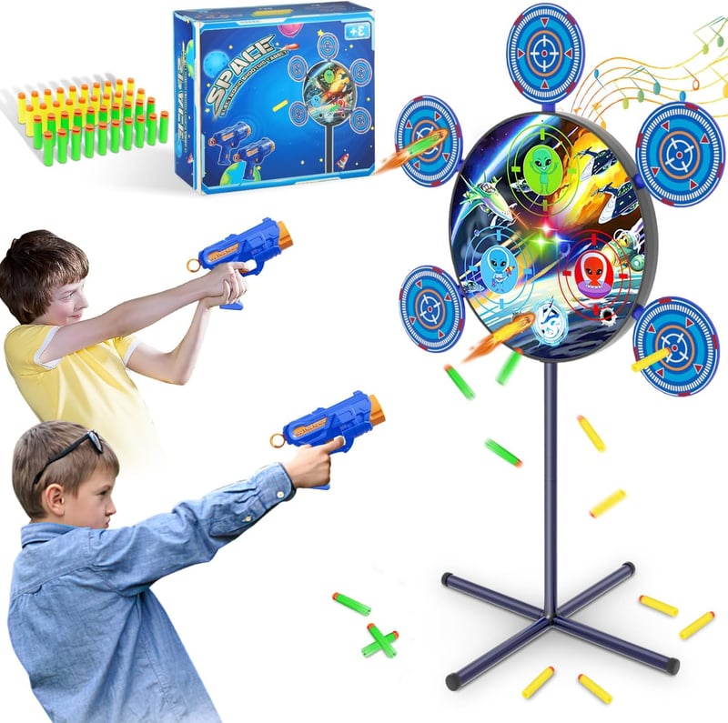 Digital Shooting Target Set with 2 Toy Guns & Foam Darts for Kids
