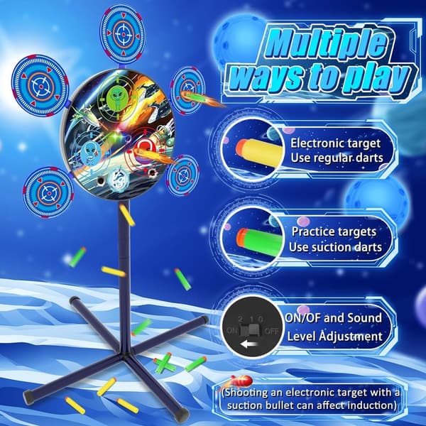 Digital Shooting Target Set with 2 Toy Guns & Foam Darts for Kids