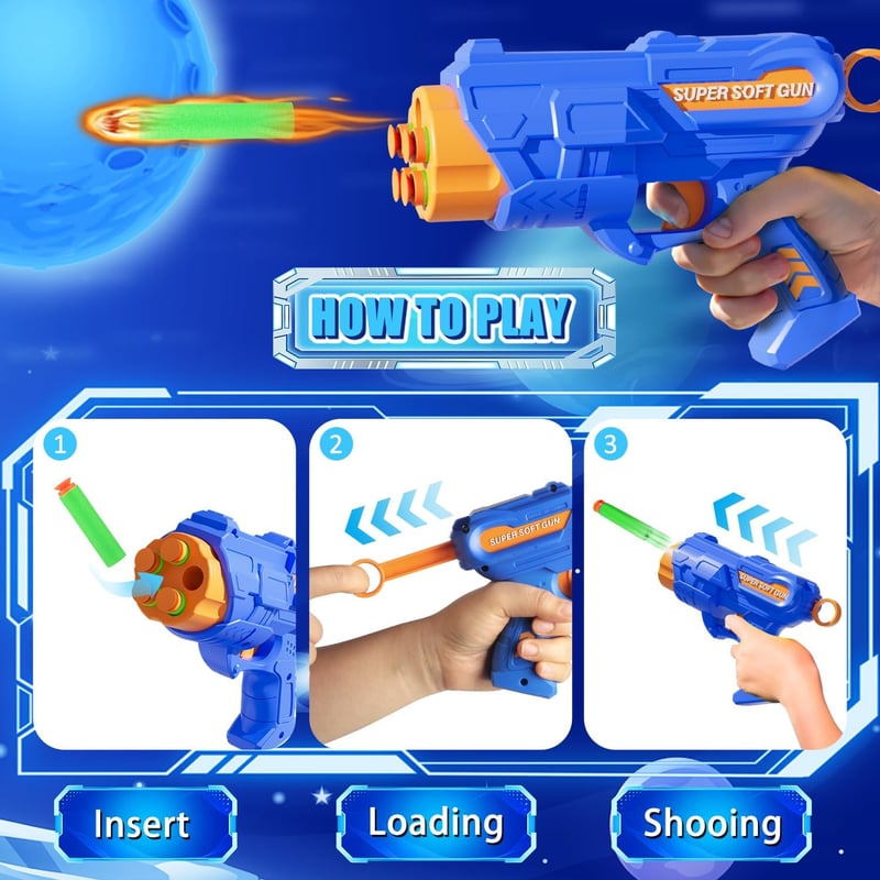 Digital Shooting Target Set with 2 Toy Guns & Foam Darts for Kids
