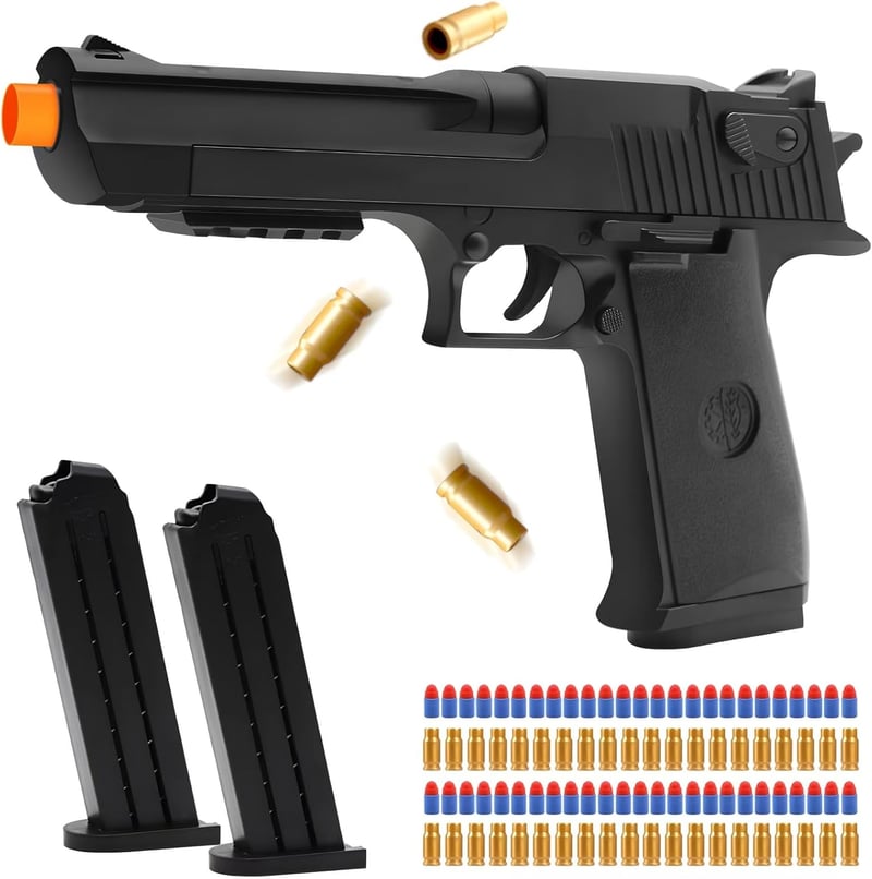 Realistic Toy Pistol with 50 Soft Bullets - Great Gift for Kids 8+
