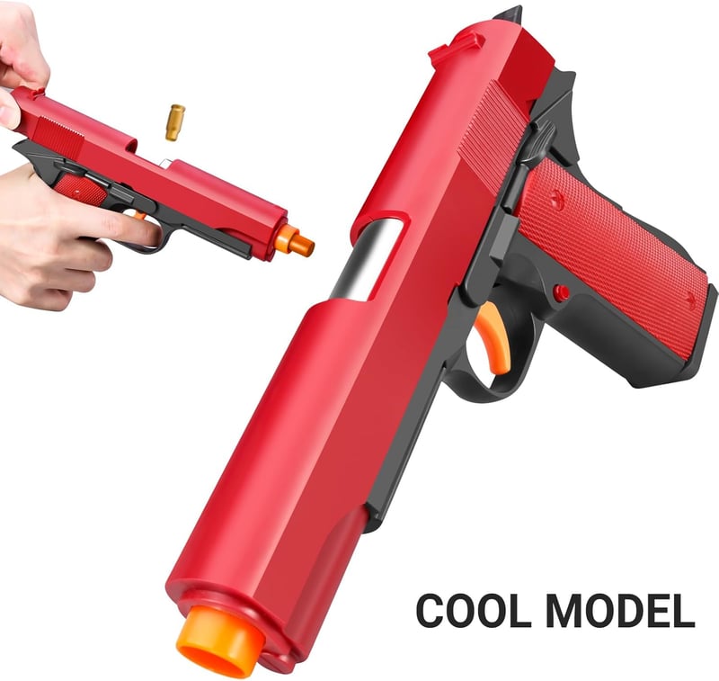 Realistic Red Toy Gun with Ejecting Soft Bullets for Kids