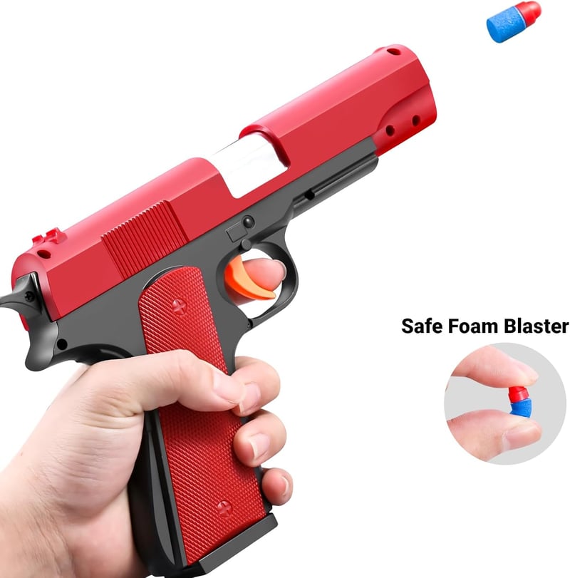 Realistic Red Toy Gun with Ejecting Soft Bullets for Kids