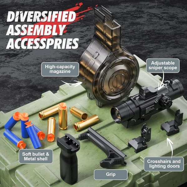 Automatic Sniper Rifle Foam Blaster with 60 Darts – Gift for Boys 8+