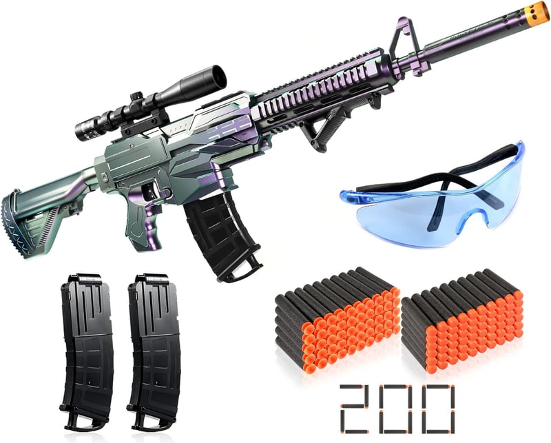 Automatic Foam Dart Blaster Set for Boys 8-12 with Bullets & Goggles