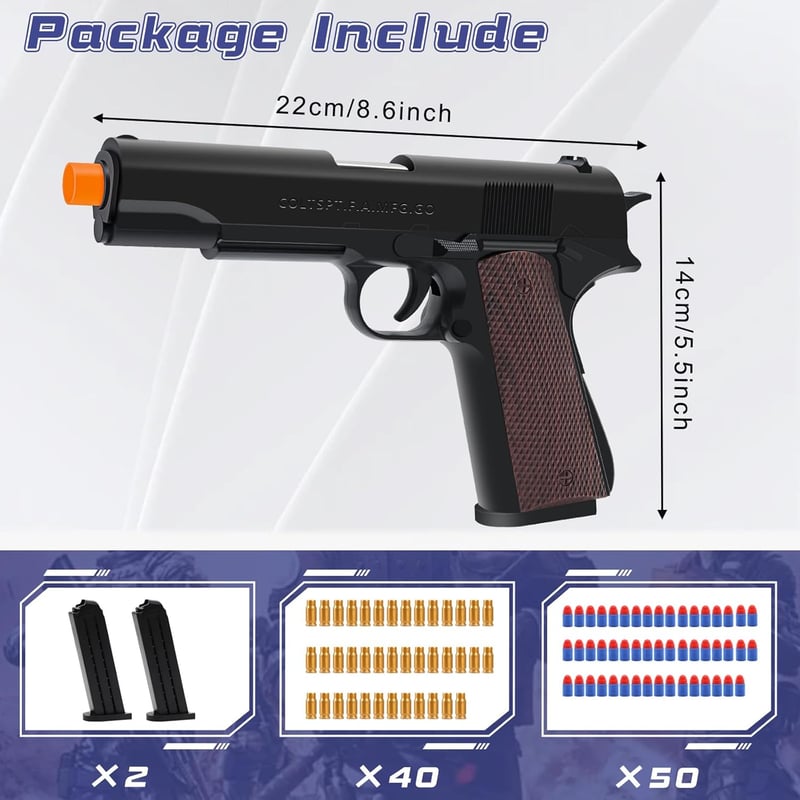 Foam Blaster Toy Gun Set with 50 Bullets for Kids 8+