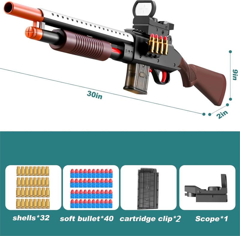 Realistic Foam Blaster Gun with Scope - Ages 8-14