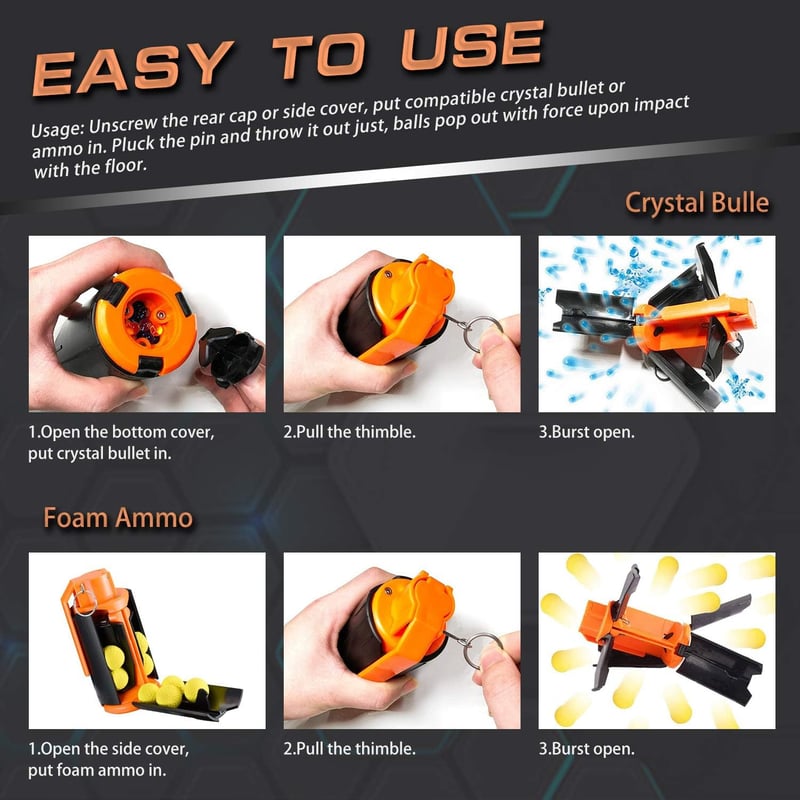 Tactical Plastic Toy Grenade for Nerf Rival Battles (2-Pack)