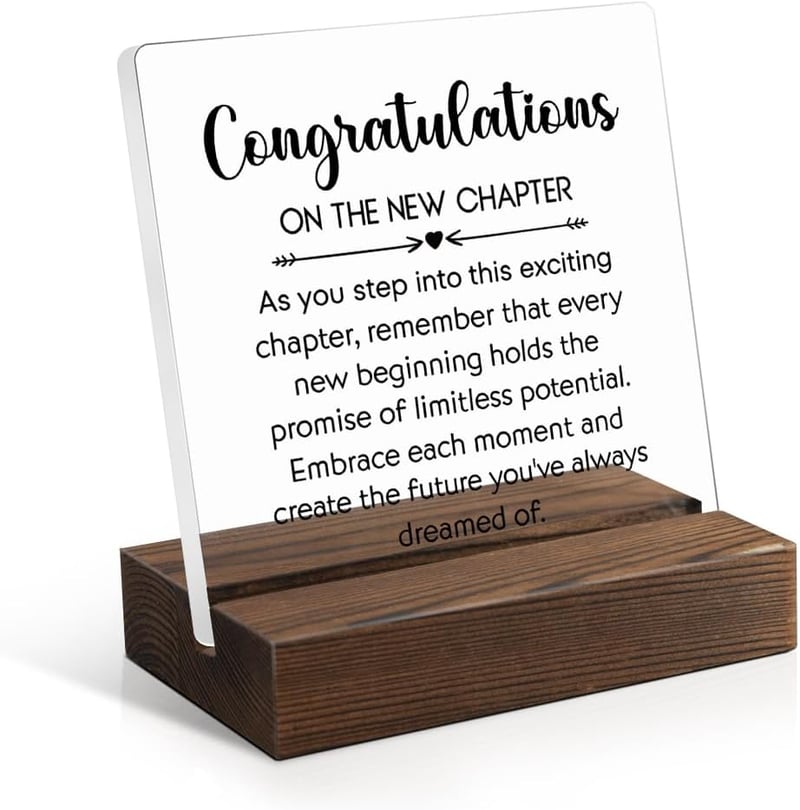 New Job Congratulations Acrylic Sign with Wooden Stand