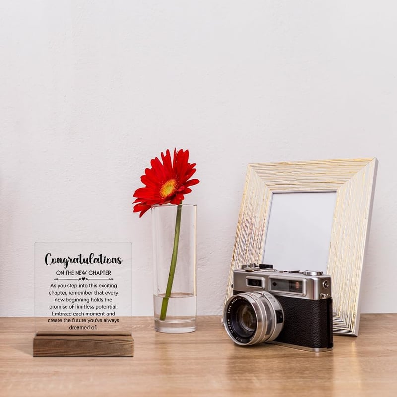 New Job Congratulations Acrylic Sign with Wooden Stand