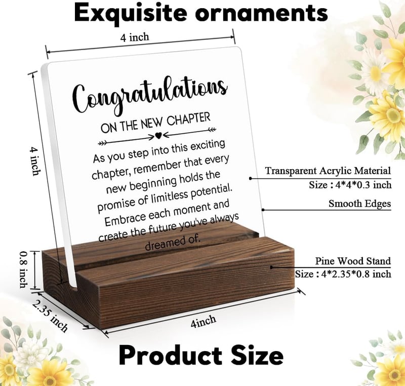 New Job Congratulations Acrylic Sign with Wooden Stand