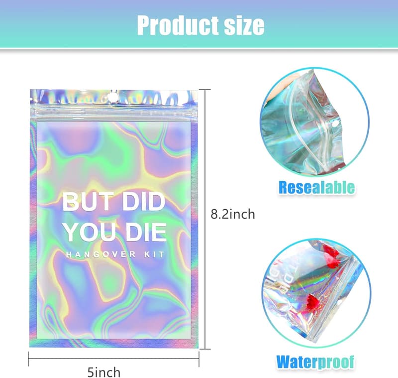Bachelorette Party Favors - Holographic Hangover Kit Bags (20pcs)