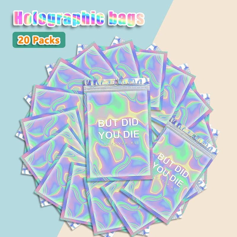 Bachelorette Party Favors - Holographic Hangover Kit Bags (20pcs)