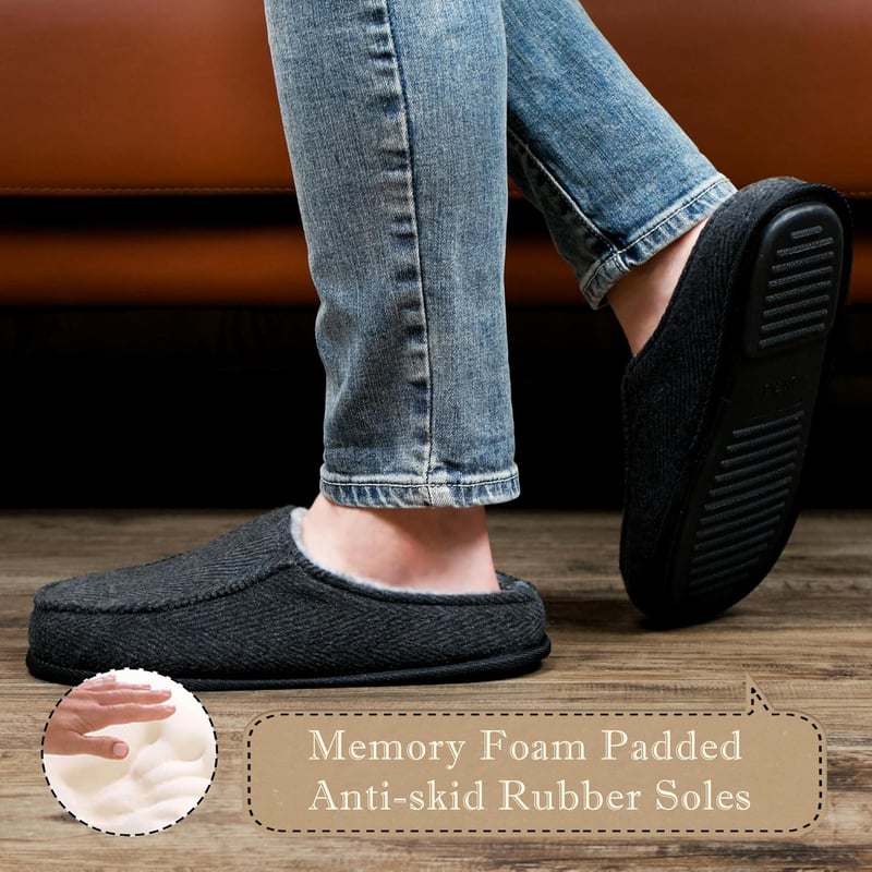 Cozy Men's Moccasin Slippers - Comfy Non-Slip Indoor/Outdoor