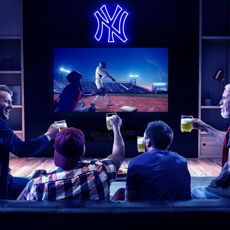 New York Baseball Neon Sign – Dimmable LED Wall Decor for Fans