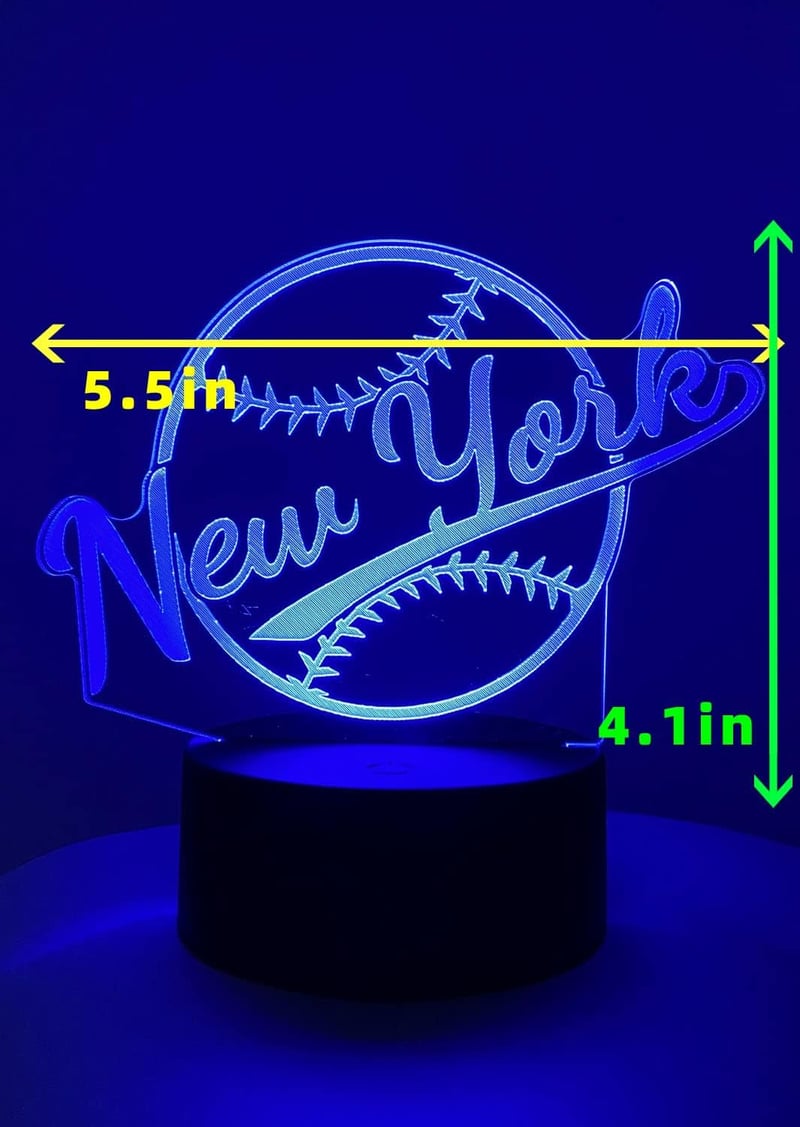 New York Baseball 3D Illusion Lamp with Remote & 16 Colors