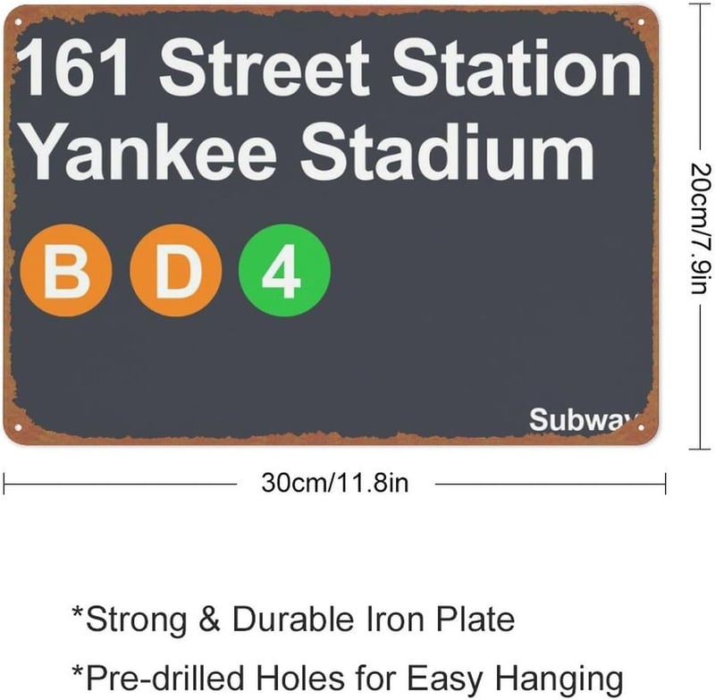 Yankee Stadium Vintage Tin Sign for Home & Bar Decor, 12x8 inch