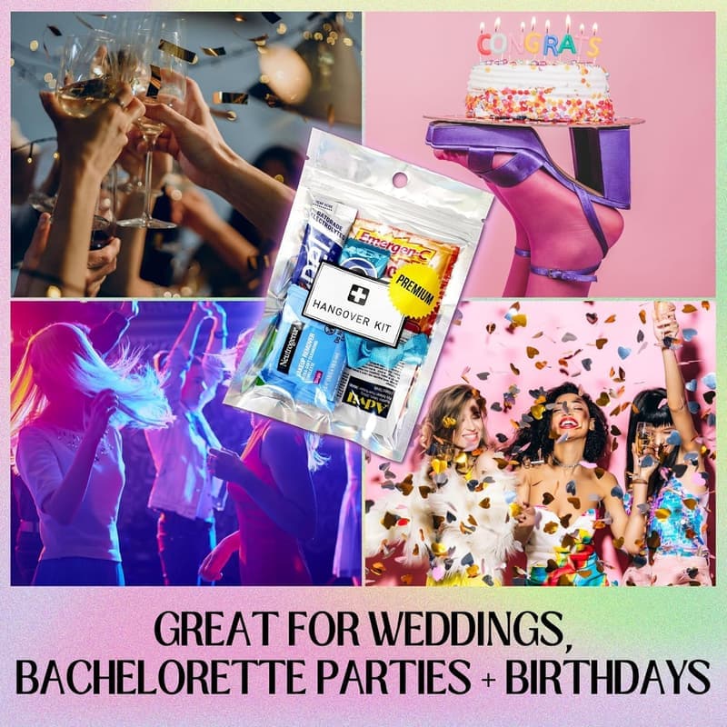 Bachelorette Party Hangover Recovery Kit - 12 Premium Packs