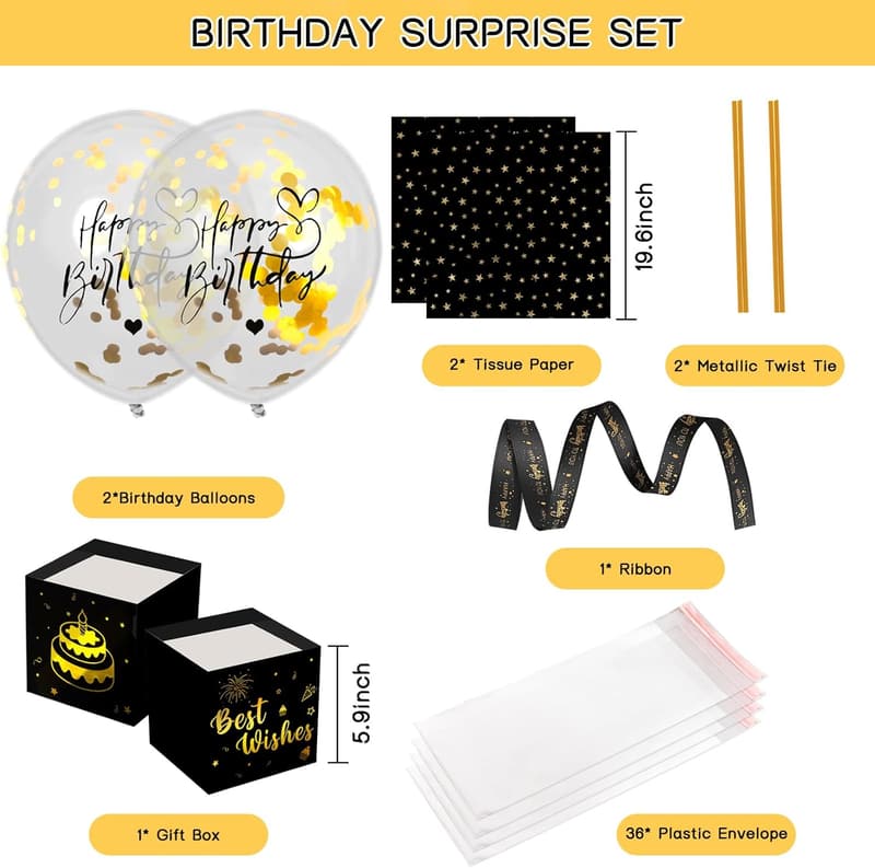 Birthday Money Balloon Box - Fun Cash Gift Surprise for All