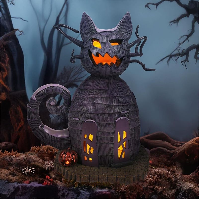 Nightmare Before Christmas Cat House Lit Building, 8.27 Inch