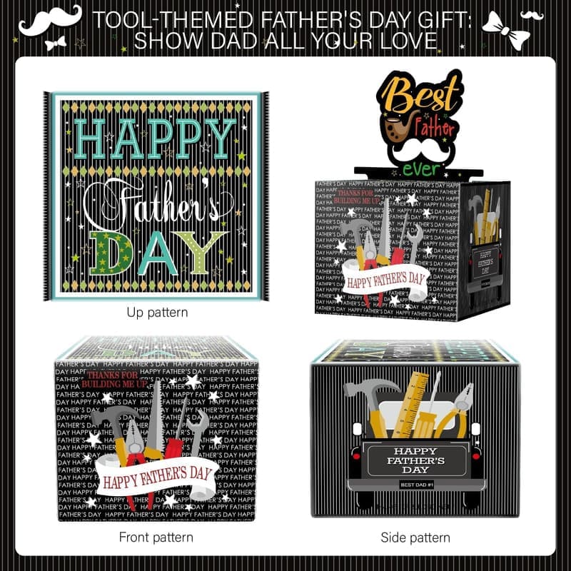 Father's Day Surprise Cash Holder Gift Box for Dad - Black