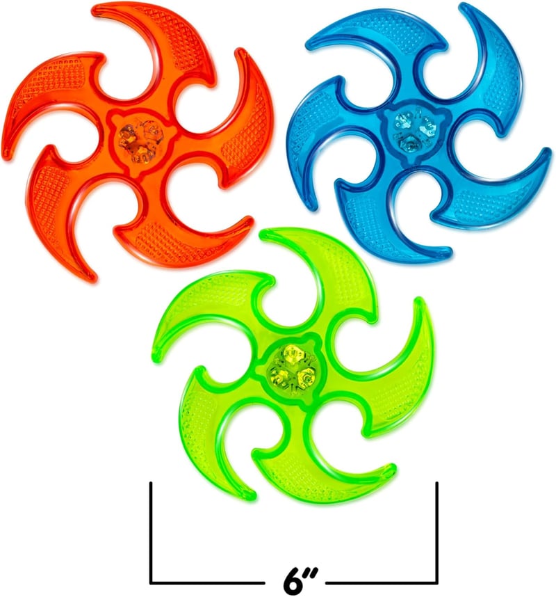 Light Up Ninja Flyers Set - 3 LED Throwing Discs for Kids