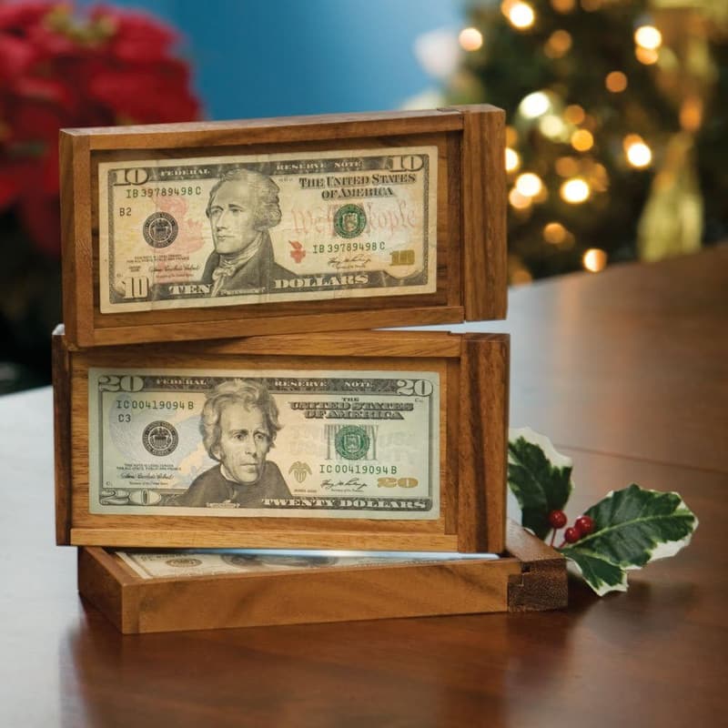 Magic Money Puzzle Box for Adults - Wooden Brain Teaser