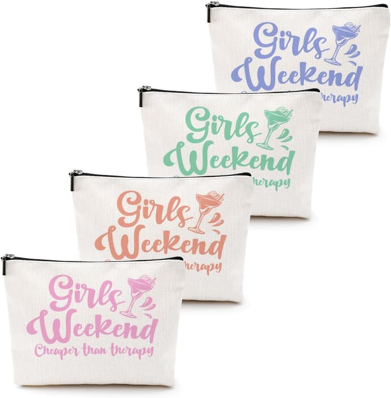 Girls Weekend Trip Makeup Bag Set - 4 Pcs Cosmetic Pouches