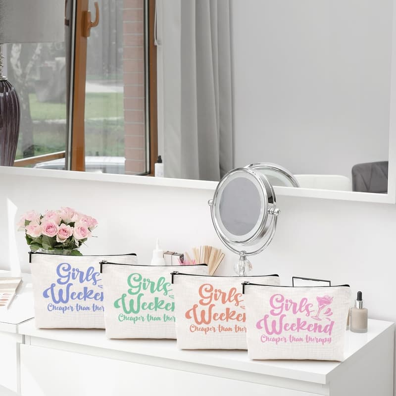 Girls Weekend Trip Makeup Bag Set - 4 Pcs Cosmetic Pouches