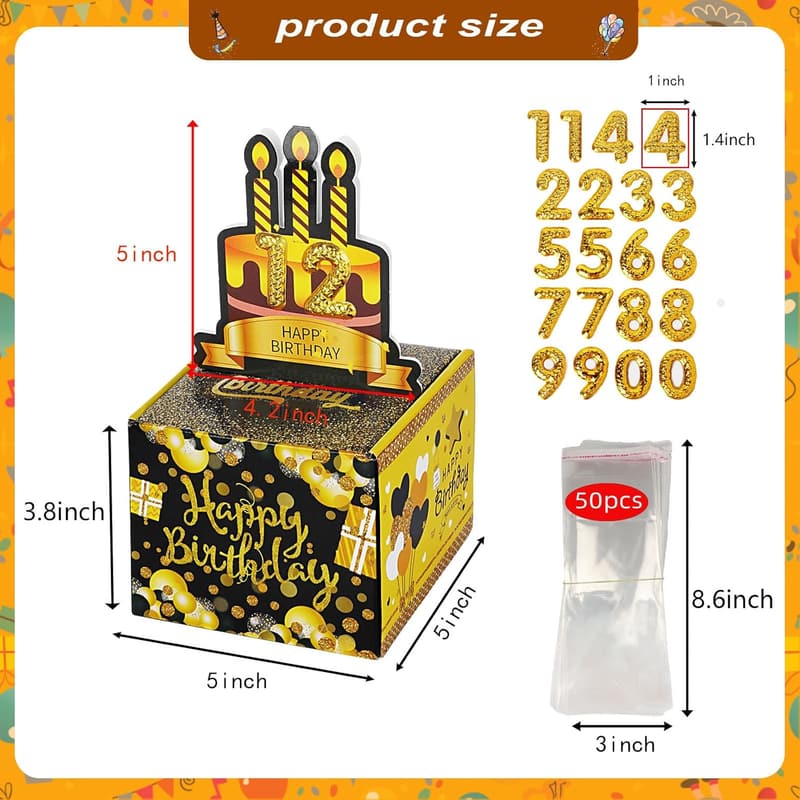 Birthday Money Pull Box with 50 Clear Bill Pockets