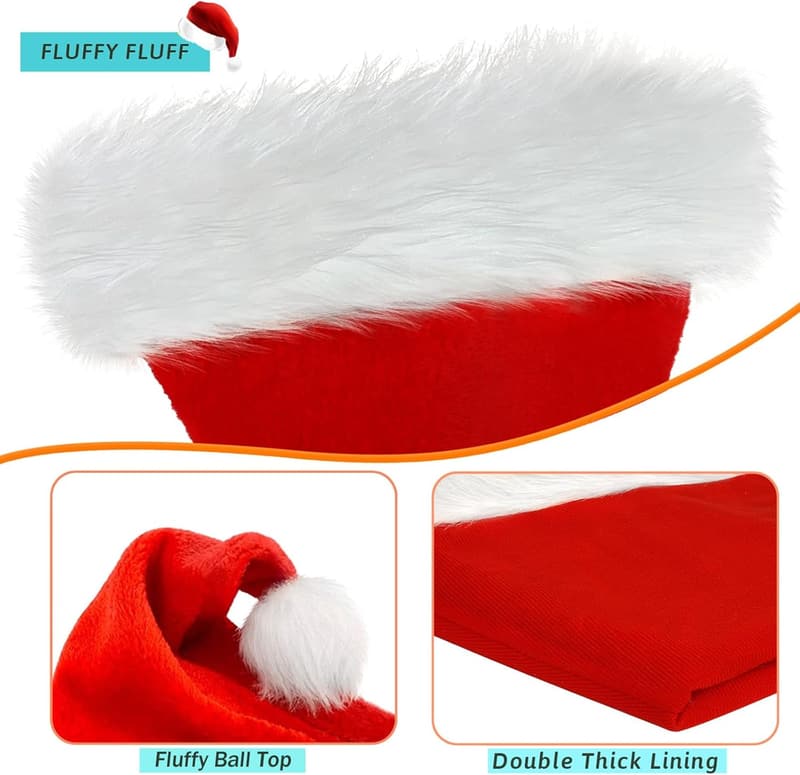Christmas Red Velvet Santa Hat for Adults - Unisex Holiday Attire