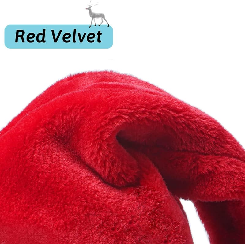 Christmas Red Velvet Santa Hat for Adults - Unisex Holiday Attire