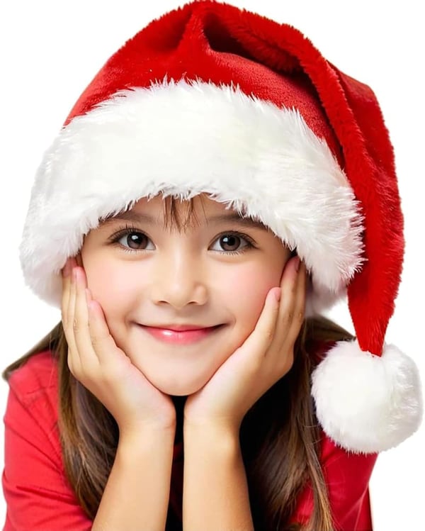 Kids' Red Velvet Santa Hat for Christmas & New Year