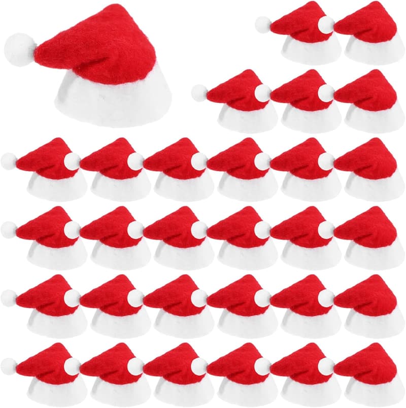 Christmas Mini Santa Claus Hats - 30 Pack Party Supplies