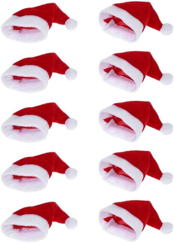 Mini Santa Hat Wine Bottle Covers - 10pcs Christmas Decor