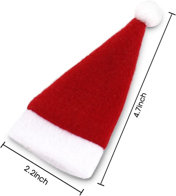 Mini Santa Hat Wine Bottle Covers - 10pcs Christmas Decor