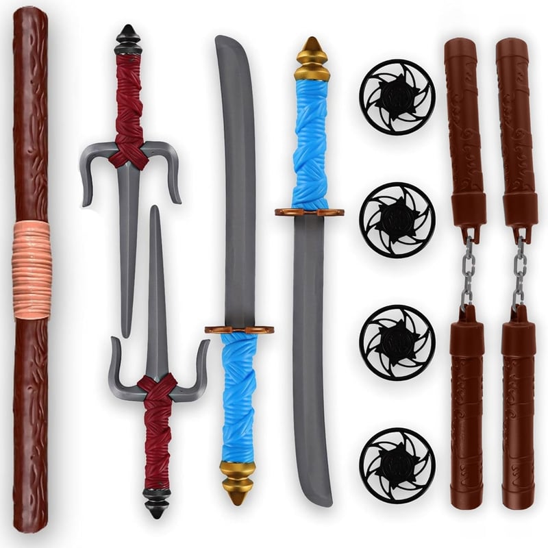 Kids Ninja Role Play Set with 2 Katanas, 2 SAIS, 4 Shuriken & Bo Staff