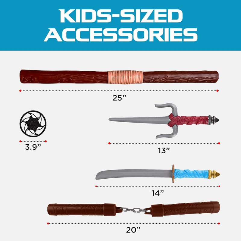 Kids Ninja Role Play Set with 2 Katanas, 2 SAIS, 4 Shuriken & Bo Staff