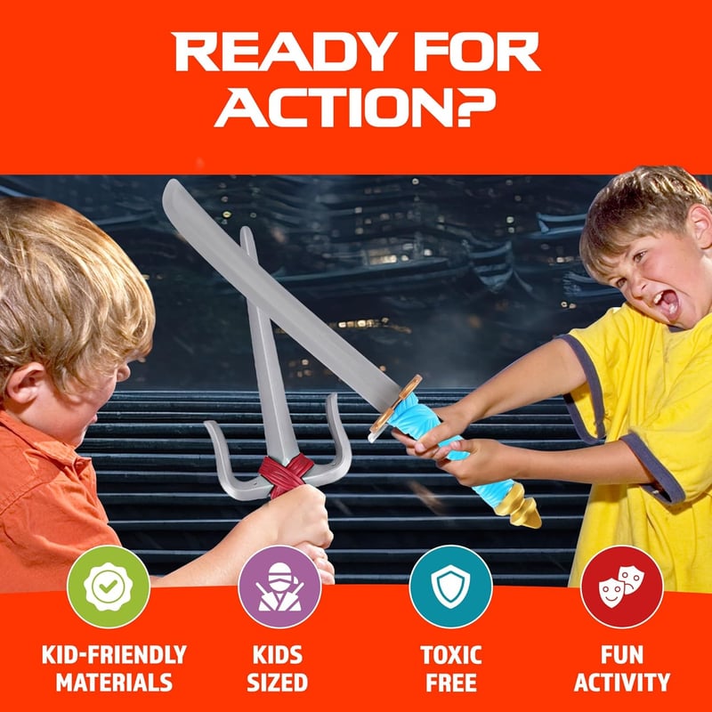 Kids Ninja Role Play Set with 2 Katanas, 2 SAIS, 4 Shuriken & Bo Staff