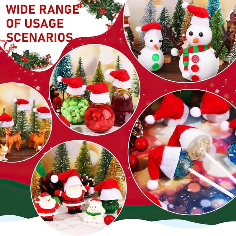 Christmas Party Santa Claus Mini Candy Lollipop Hats - 60 Pack