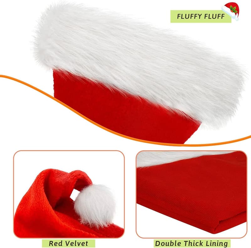 Red Velvet Santa Hat for Adults - Unisex Holiday Party Accessory