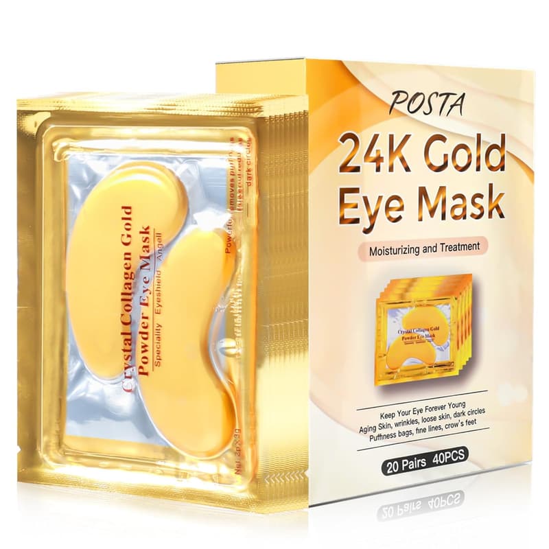 24K Gold Eye Mask Treatment - 20 Pairs for Dark Circles & Puffiness