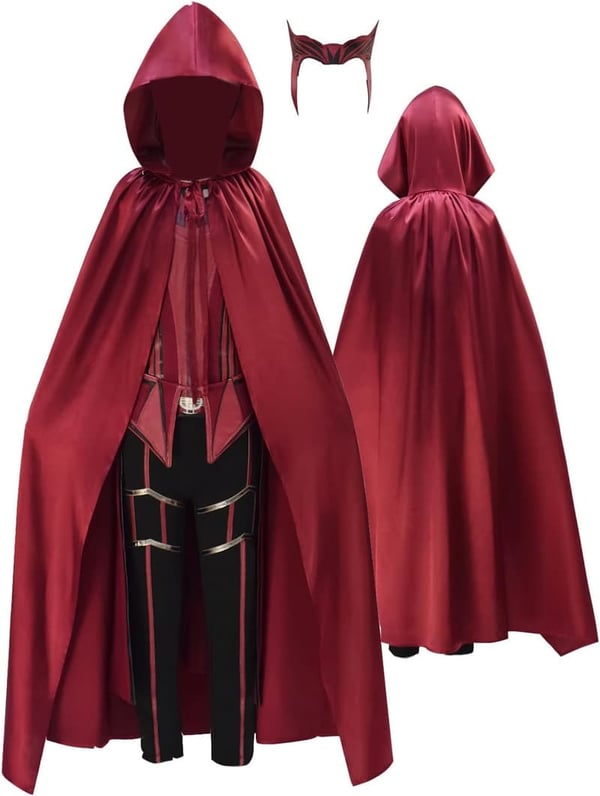 Scarlet Witch Cosplay Costume with Hooded Cloak and Headpiece