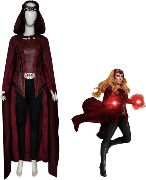 Scarlet Witch Cosplay Costume with Cloak and Headpiece