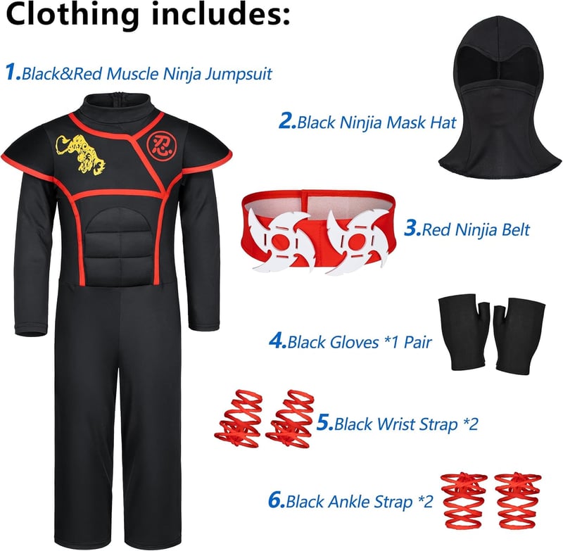 Deluxe Muscle Ninja Costume for Kids with Accessories