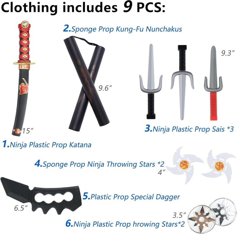 Deluxe Muscle Ninja Costume for Kids with Accessories