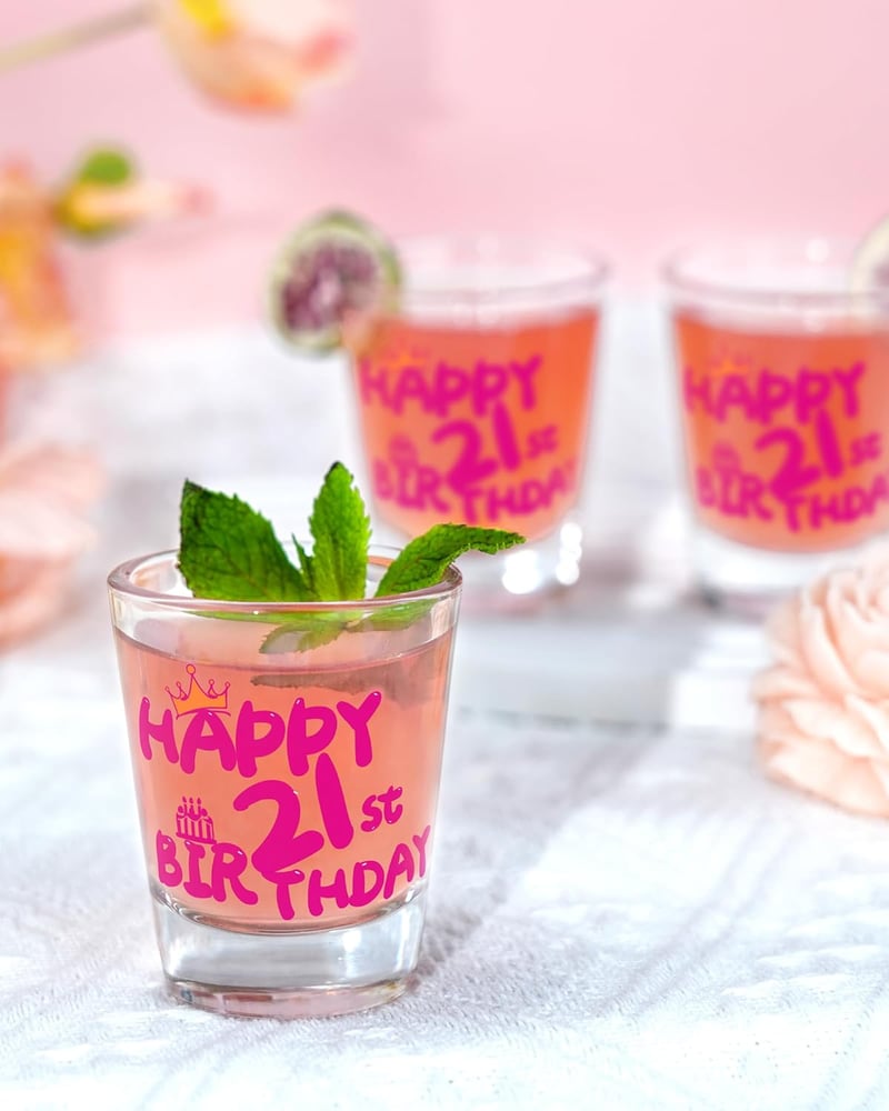 21st Birthday Shot Glass Set, 2-Pack for Her Celebration
