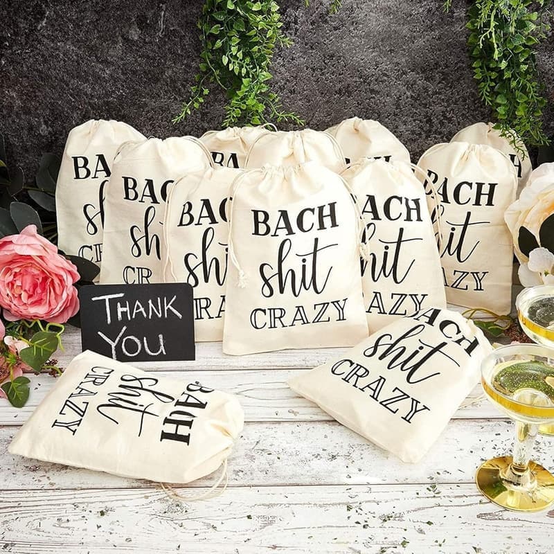 Bachelorette Party Favor Bags - 12 Cotton Drawstring, 6x8 in