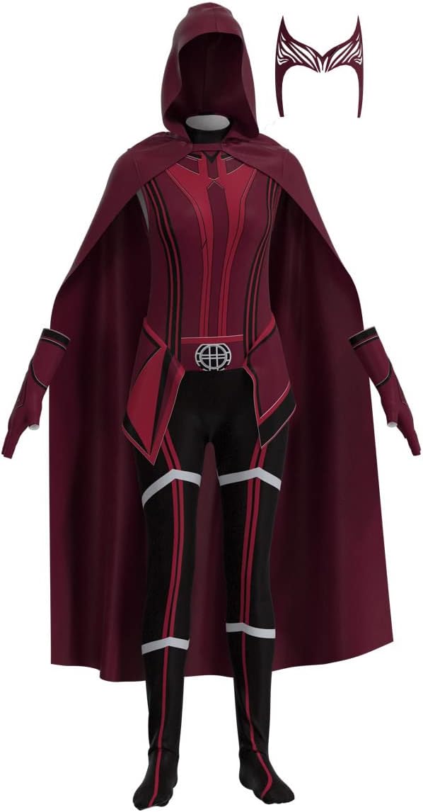 Scarlet Witch Costume for Girls - Jumpsuit with Cloak & Headpiece